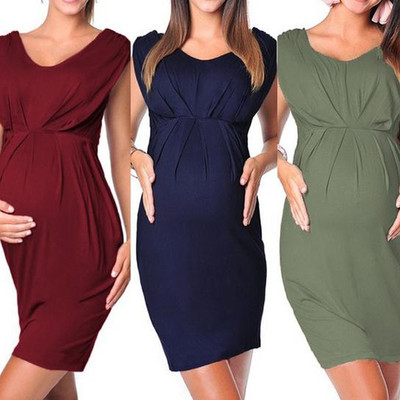 Maternity Clothes Pregnant Dress Women Sleeveless Bodycon Dress Sexy Solid Dress Pregnancy Clothes