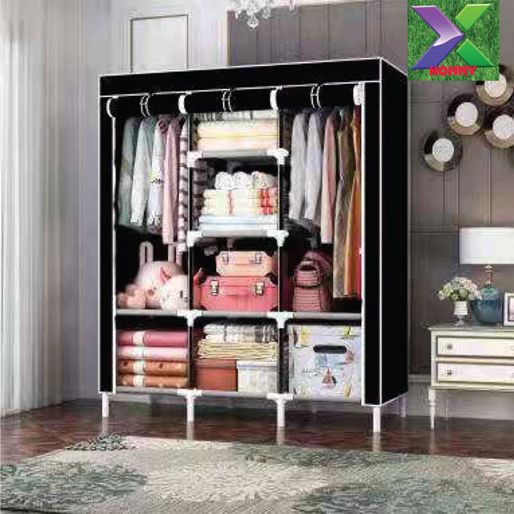 Hommy WOODEN  wardrobe large collective locker clothing manager wardrobe portable3 three column wardrobe