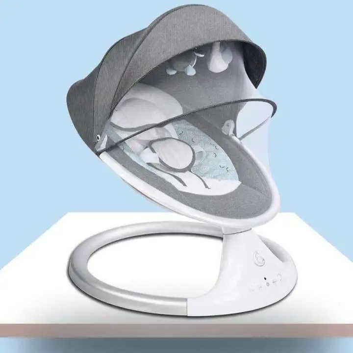 Electric Baby Rocking Chair with Remote Control, Hammock Bouncer Swing  Chair for  Newborn Infant Baby  with Music and  Canopy  Toys,  Bluetooth  Enabled  Automatic Lightweight  Cradle  Crib Bed(Grey)