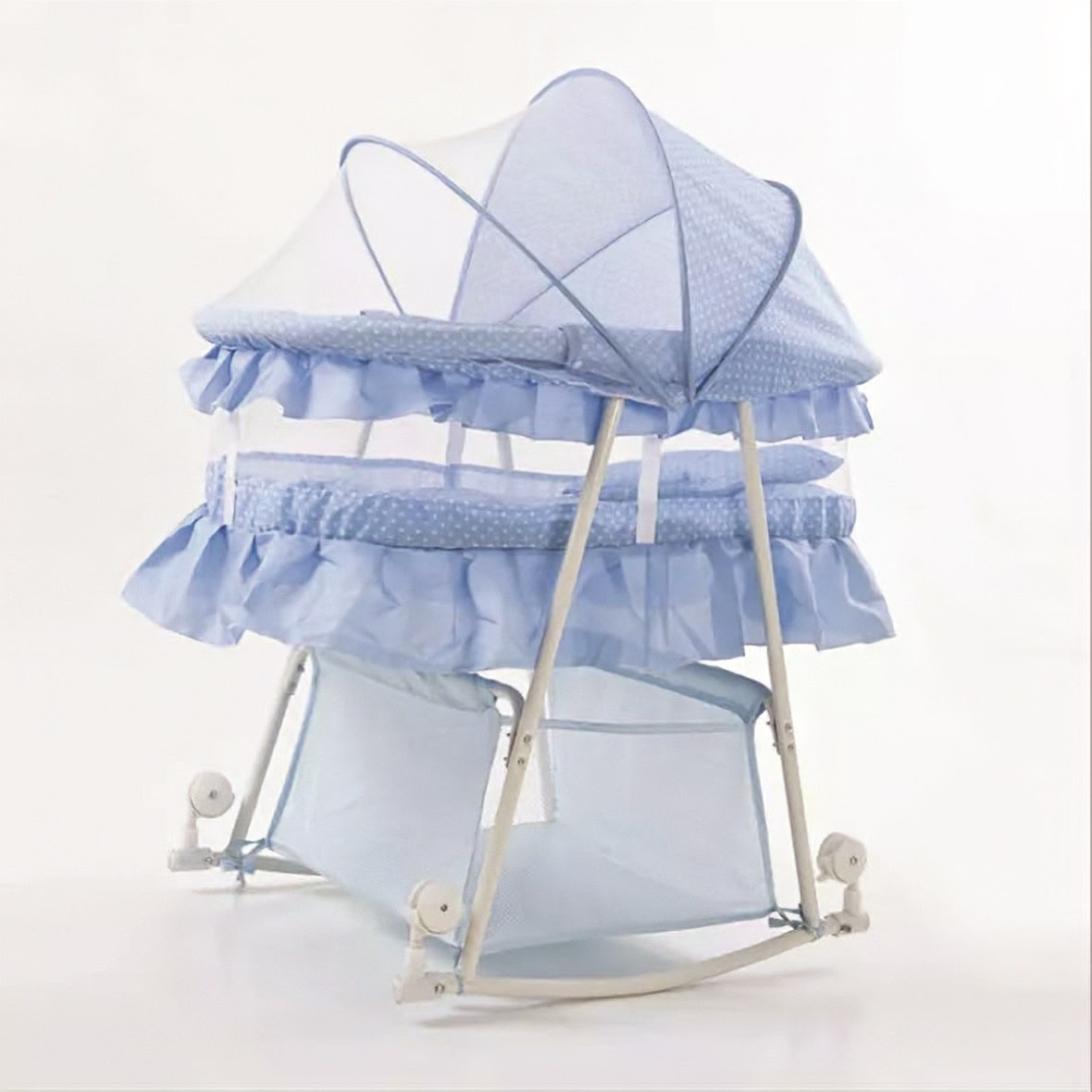 Baby Stroller With With Fabric Mosquito Net Infant Crib Baby Bed/Bassinet | Factory Outlet Baby Rocking Cradle Bed Mosquito Net, Available Swing Crib Thicken 5mm Bed Board, Infant Baby Rocking Bed