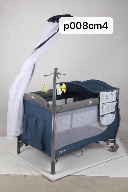 Generic Foldable Baby Bed / Portable Baby Playard, 4 in 1 Pack and Play, Baby Bedside Sleeper with Bassinet, Changing Table, Foldable Bassinet Bed with Luxury Mosquito Net for Boys Girls Infant Grey