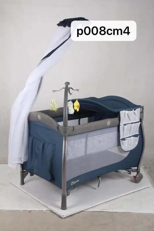 Generic Foldable Baby Bed / Portable Baby Playard, 4 in 1 Pack and Play, Baby Bedside Sleeper with Bassinet, Changing Table, Foldable Bassinet Bed with Luxury Mosquito Net for Boys Girls Infant Grey