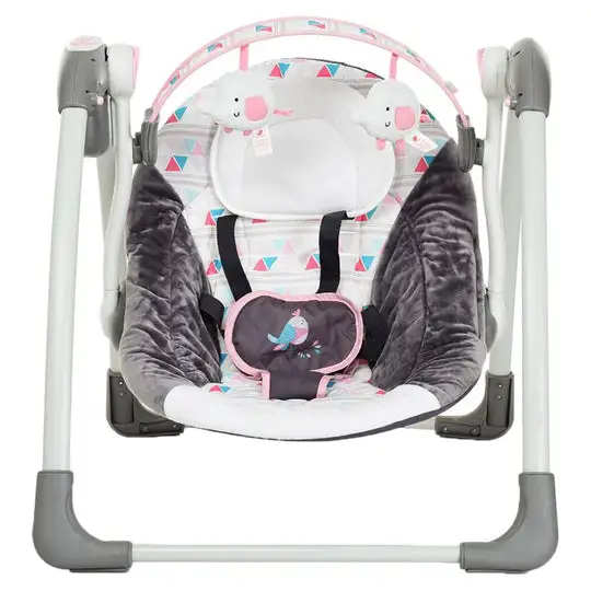 Mastela Deluxe Portable Swing - Pink & Grey   |   It has 3 levels of backrest position adjustment   |   the timer is 15.30.45 minutes    |    it is recommended to use for children from birth to 13 kg.