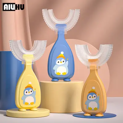 100% Brand new & High quality U-shaped Children's Toothbrush | 360 Degree Baby Soft Silicone Teeth Tooth Brush | Kids Dental Oral Care Cleaning Tool Baby Dental | smooth surface won't hurt baby mouth.