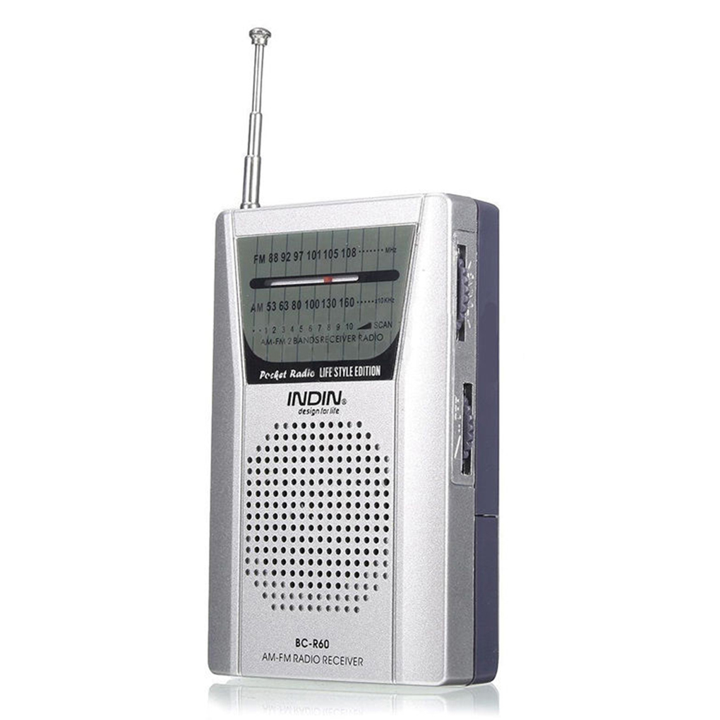 BC-R60 Pocket Radio Telescopic Antenna Mini AM/FM 2-Band Radio World Receiver with Speaker