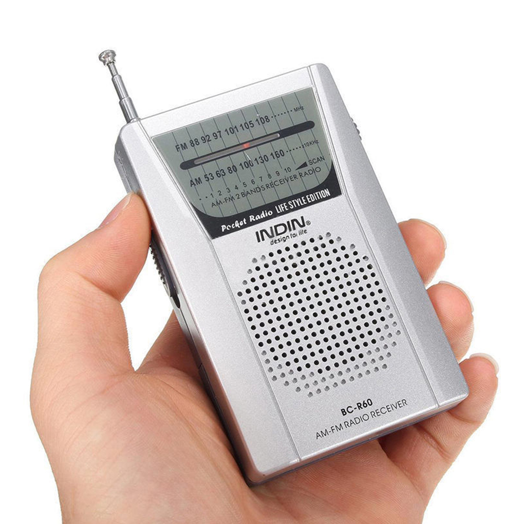 BC-R60 Pocket Radio Telescopic Antenna Mini AM/FM 2-Band Radio World Receiver with Speaker