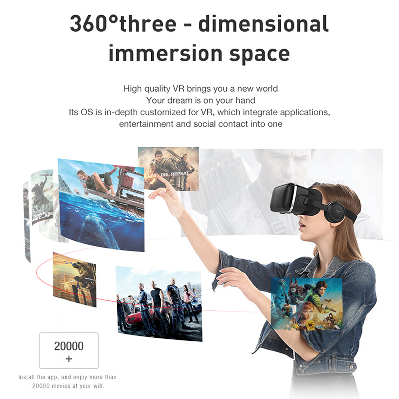 VR Virtual Reality 3D Glasses vr box 3D Goggles Headset Helmet smart glasses With headphones