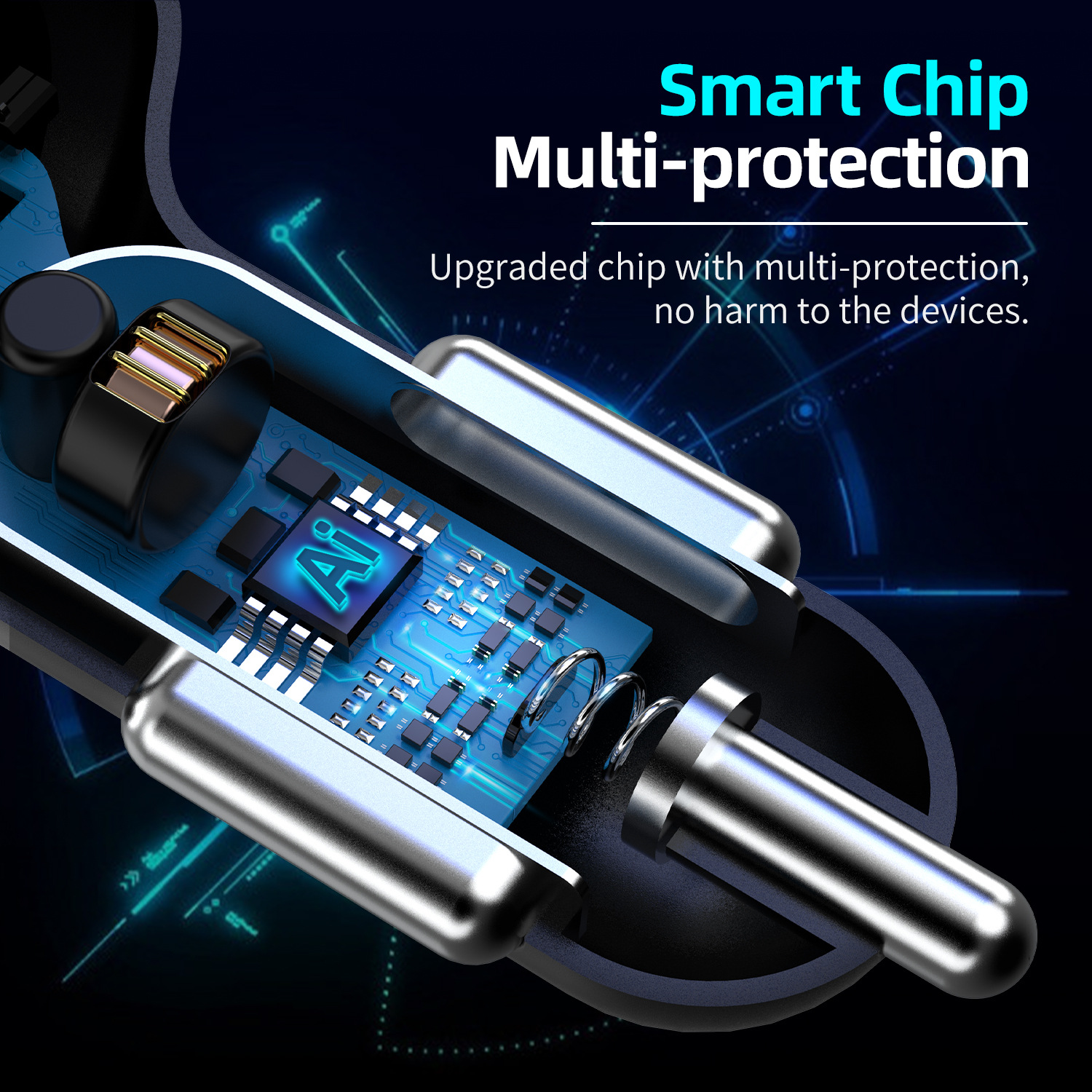 Mobile phone fast charging 7a car charging luminous car charger 4-port multifunctional USB car charging