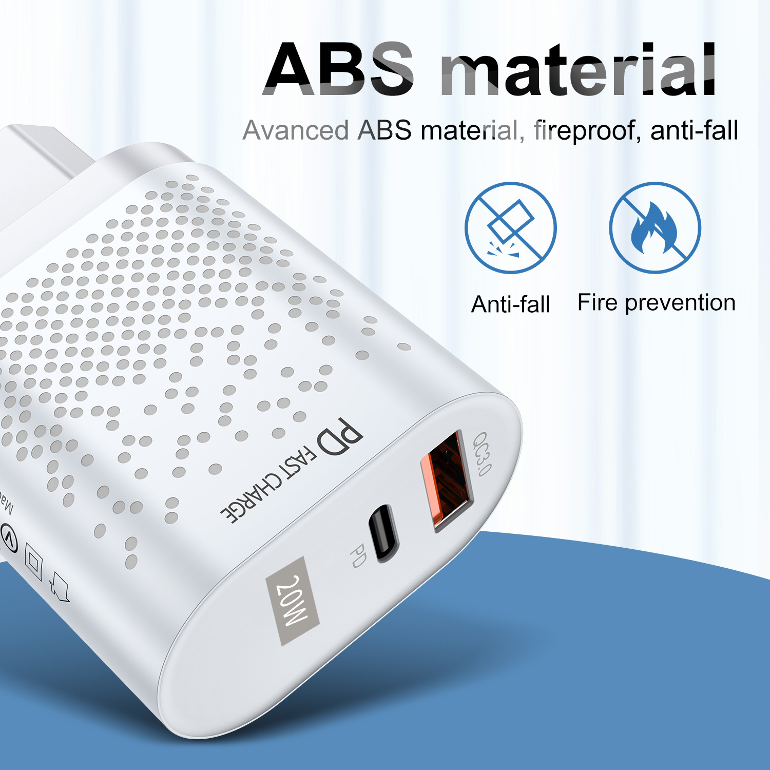 Qc3.0 fast charging PD charger 20W suitable for Apple 12 usb-a + type-C dual port charging head