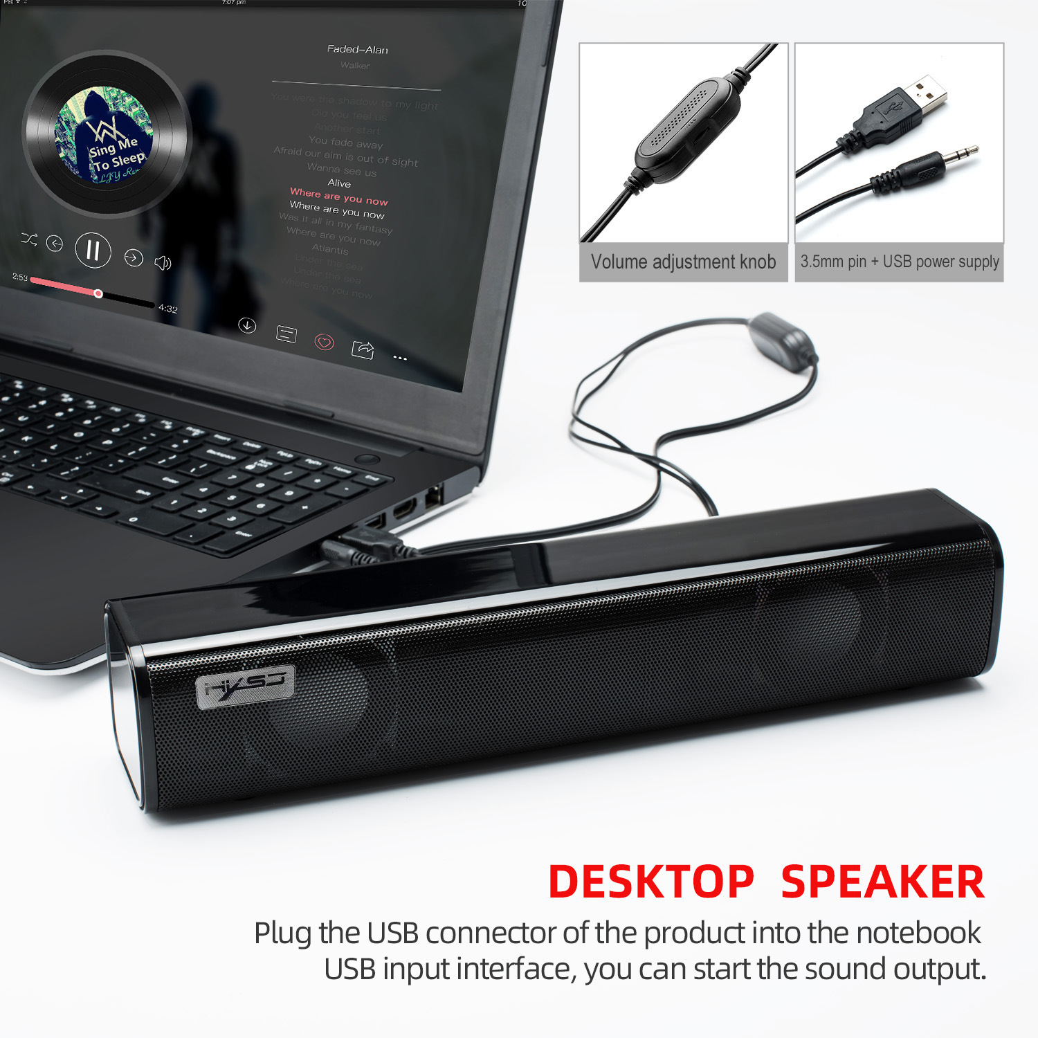 Hidden audio desktop computer home wired long mini notebook desktop small speaker subwoofer