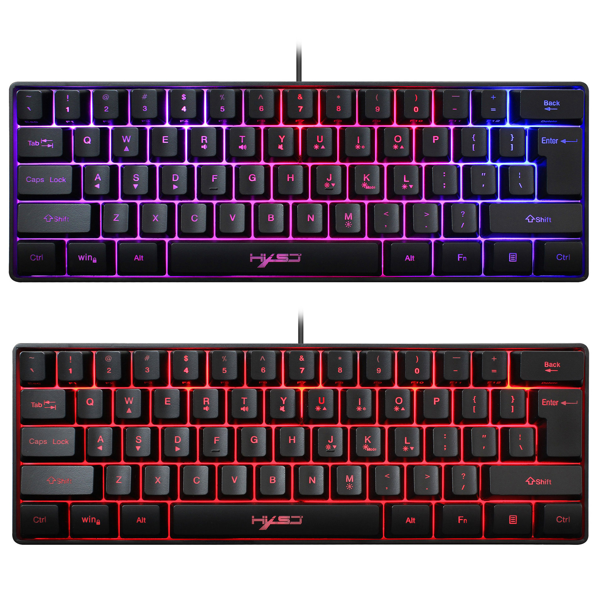 HXSJ 61 key game film keyboard RGB light mini keyboard multiple shortcut key combinations