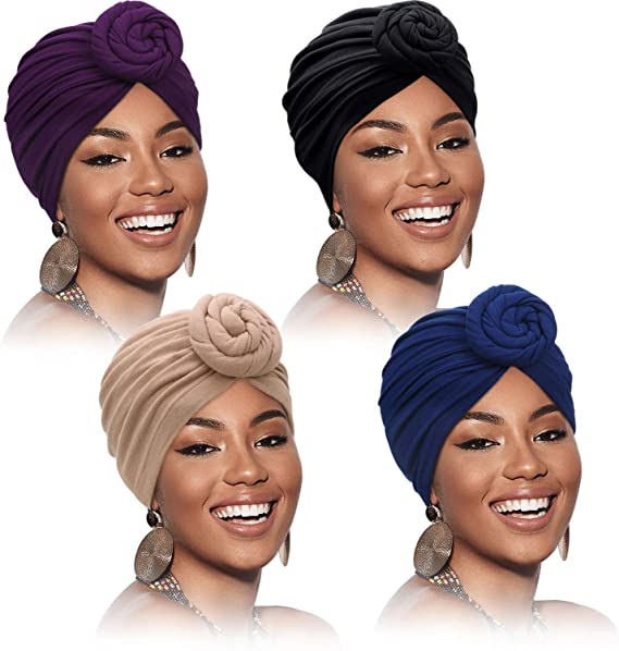 4pcs set 100% Turban bonnet cap Pretied turban head hair accessories women hats caps Muslim Turban