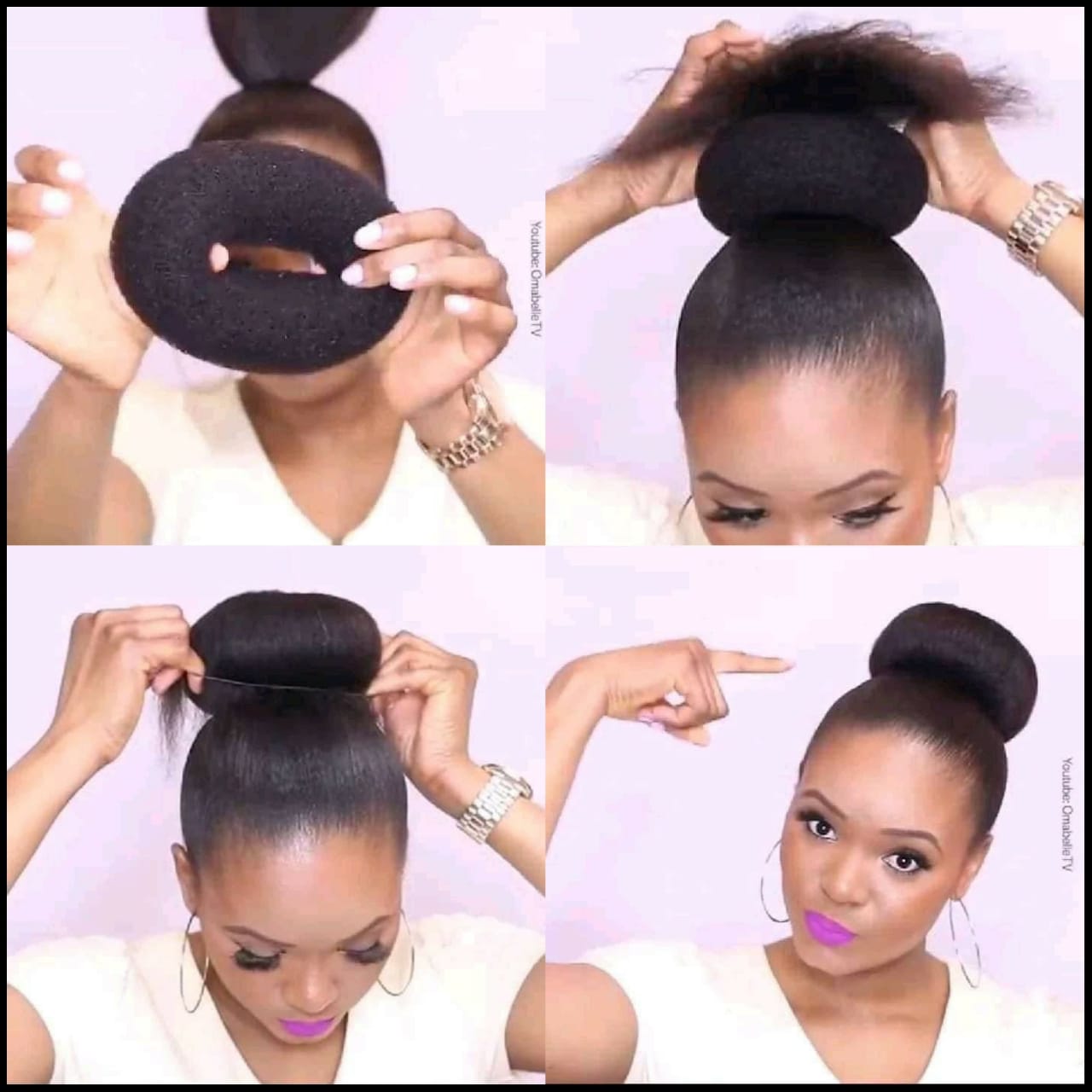Black Donut hair Bun Maker round Ban bun Maker