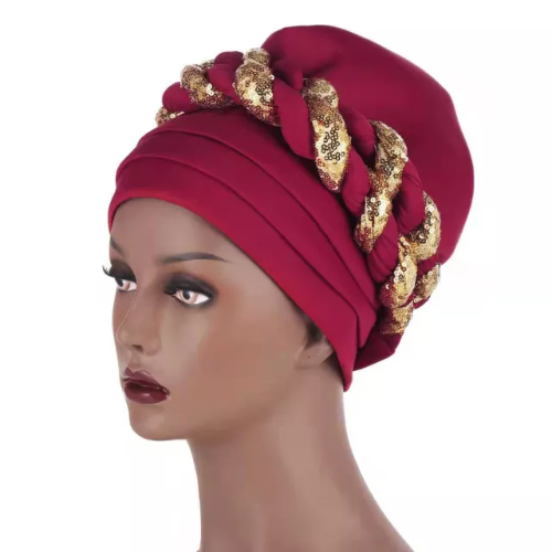 African Turban Headwear headgear headwrap Auto Gele Cap Muslim/indian Turban Hair Accesories