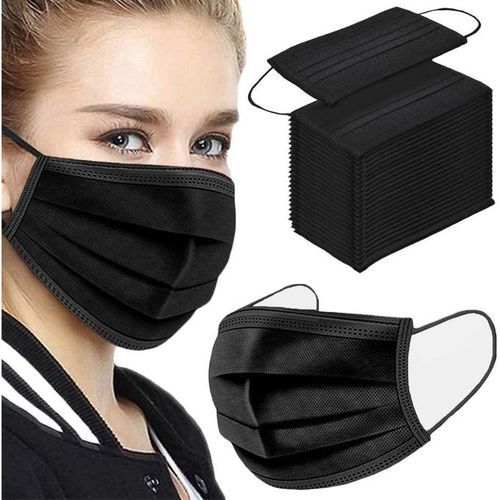 QUALITY Black 3 Ply Disposable Surgical face Masks (50 Pieces)
