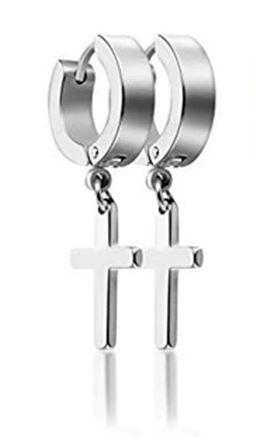 Stainless Steel Cross Earrings Stud Earrings Women Men Studs Hoop Earrings.1Pair