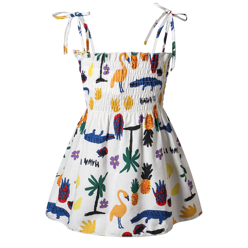 Kids Summer Sleeveless Strap Princess Dress Flower Print Children Clothes Girl Casual Sundress