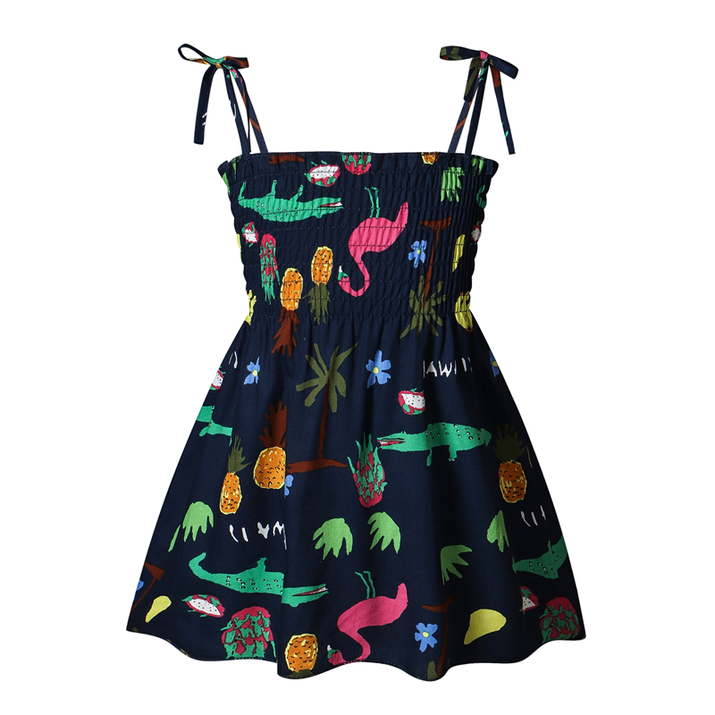 Kids Summer Sleeveless Strap Princess Dress Flower Print Children Clothes Girl Casual Sundress