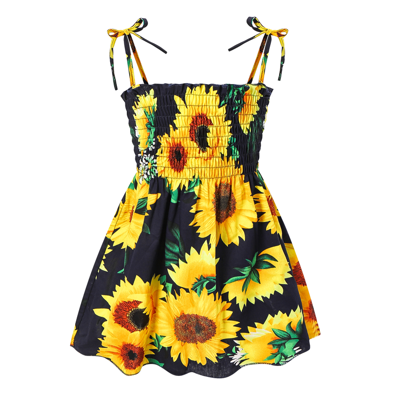 Kids Summer Sleeveless Strap Princess Dress Flower Print Children Clothes Girl Casual Sundress