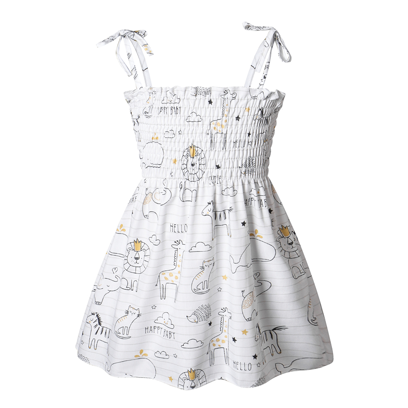 Kids Summer Sleeveless Strap Princess Dress Cotton Flower Print Children Clothes Girl Sundress