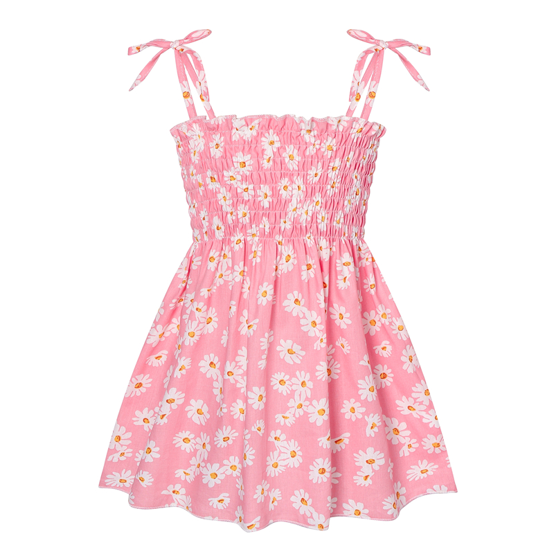 Kids Summer Sleeveless Strap Princess Dress Cotton Flower Print Children Clothes Girl Sundress