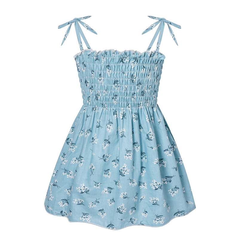 Kids Summer Sleeveless Strap Princess Dress Cotton Flower Print Children Clothes Girl Sundress