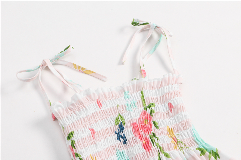 Kids Summer Sleeveless Strap Princess Dress Cotton Flower Print Children Clothes Girl Sundress
