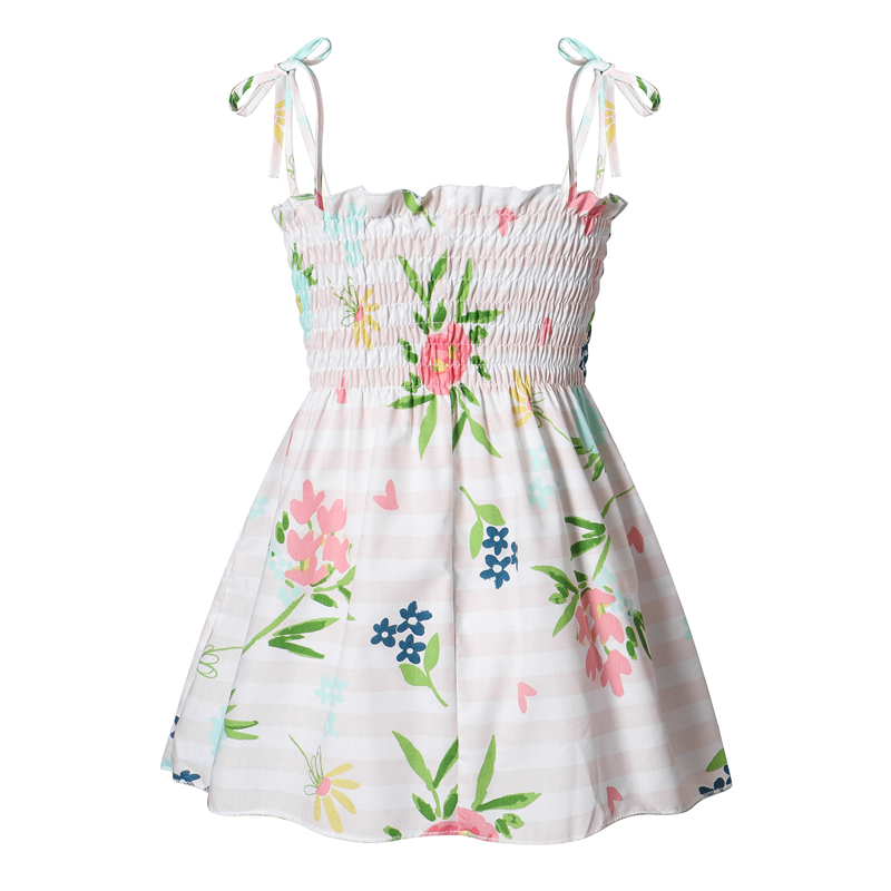 Kids Summer Sleeveless Strap Princess Dress Cotton Flower Print Children Clothes Girl Sundress