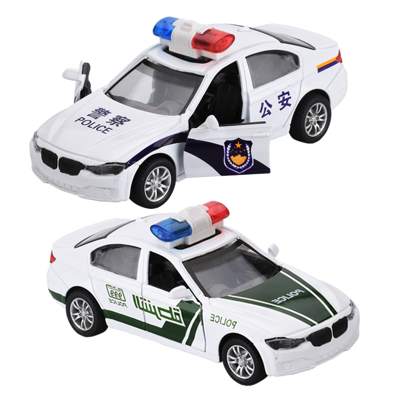 1:32 alloy police car model light music pull back four open design children&apos;s  toy kids gifts