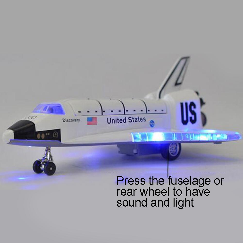 Diecast Space Shuttle Plane Pull back Model with Sound Light Display Stand Toy used