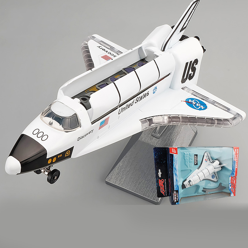 Diecast Space Shuttle Plane Pull back Model with Sound Light Display Stand Toy used