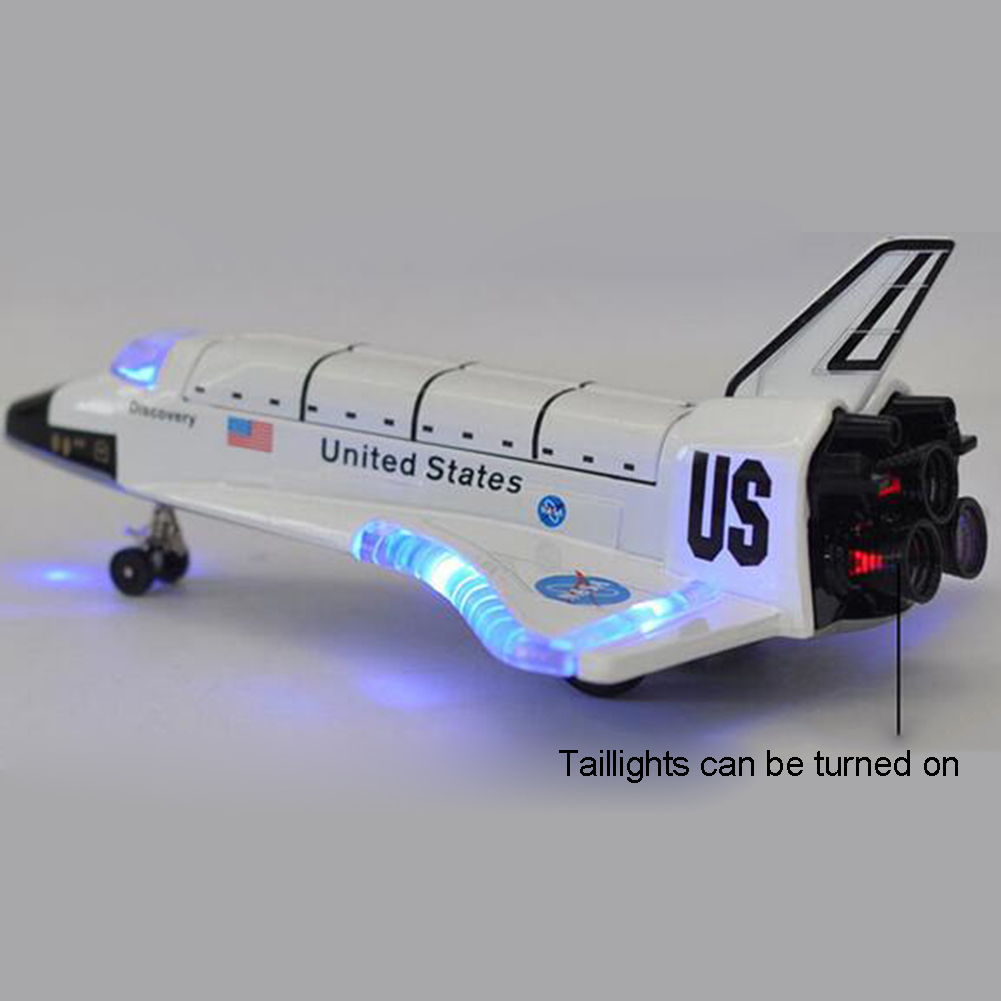 Diecast Space Shuttle Plane Pull back Model with Sound Light Display Stand Toy used