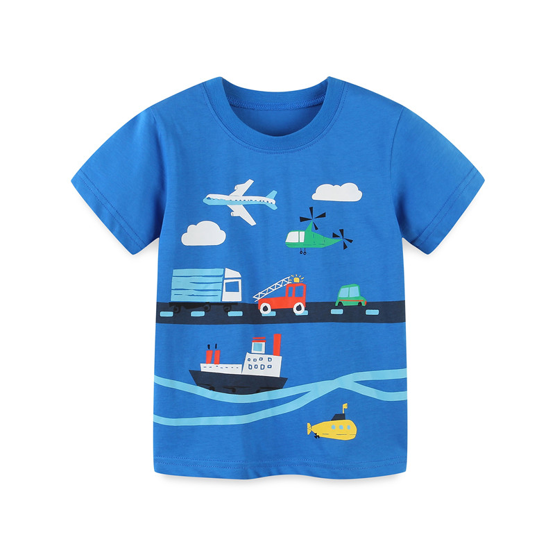 Jumping meters Boys Cartoon T shirts for Summer Children&apos;s Cotton Clothes Aircrafts Kids Tops Tees