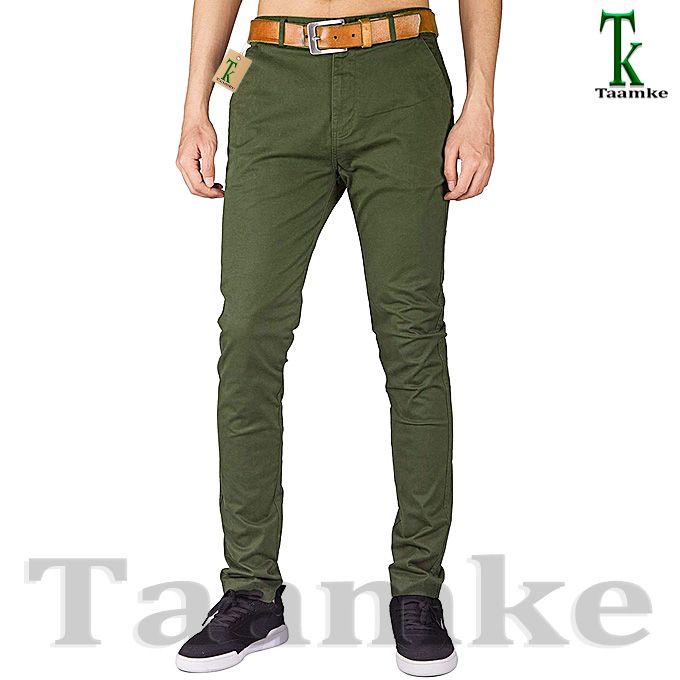 Fashion 2 Soft Khaki Men's Trouser Stretch Slim Fit Casual- Dark Grey &amp; Green+ Free Pair Of Socks
