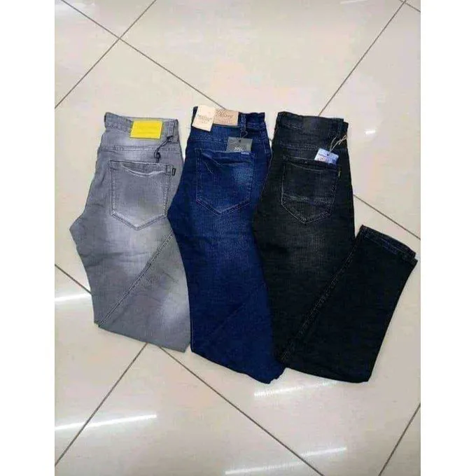Fashion New Arrival High-Quality 3-Pack Men's Denim Jeans - Stylish and Versatile Pack of Three Premium Jeans for Casual and Semi-Formal Looks | Includes Blue, Black, and Grey Colors