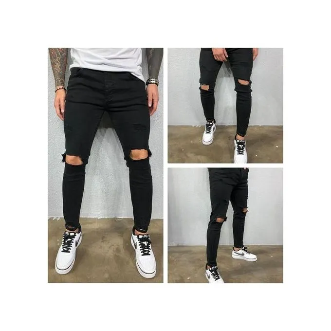 Fashion New Arrival High-Quality Cotton Original Non-Fading Rugged One-Cut Jeans for Men - Total Black, Sizes 30-38 | Stretchable and Breathable Design for Ultimate Comfort and Easy Movement"
