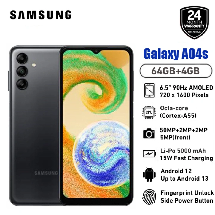 [Clearance Sale] Brand New Samsung Galaxy A04s 6.5" HD+ 90Hz 64GB+4GB RAM 50MP Triple Camera 5000mAh Android 12 Dual SIM Smart Phones