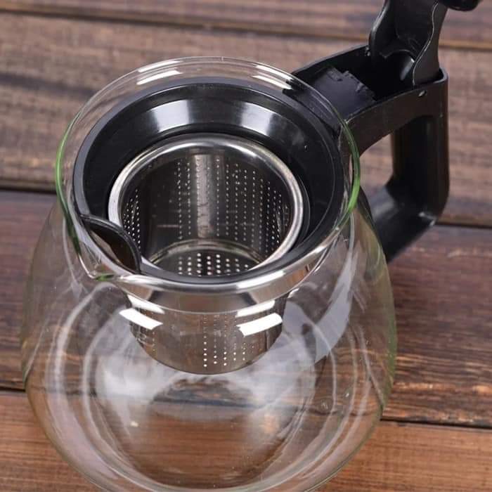 Stainless steel high temperature resistant glass infusion tea pot with strainer