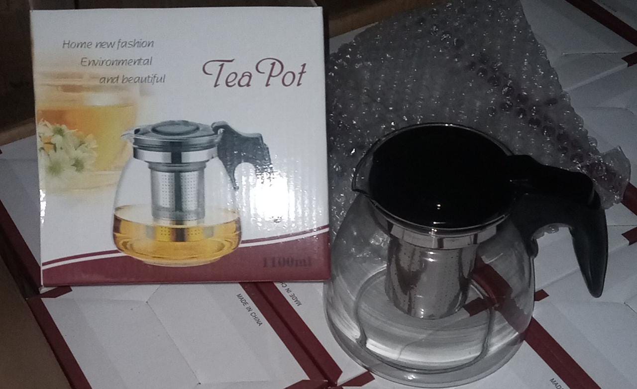 Stainless steel high temperature resistant glass infusion tea pot with strainer