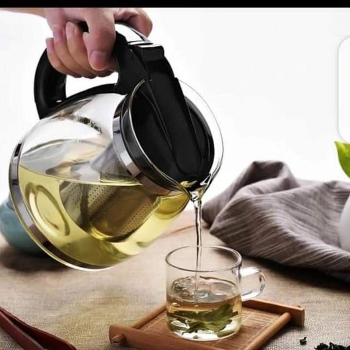 Stainless steel high temperature resistant glass infusion tea pot with strainer