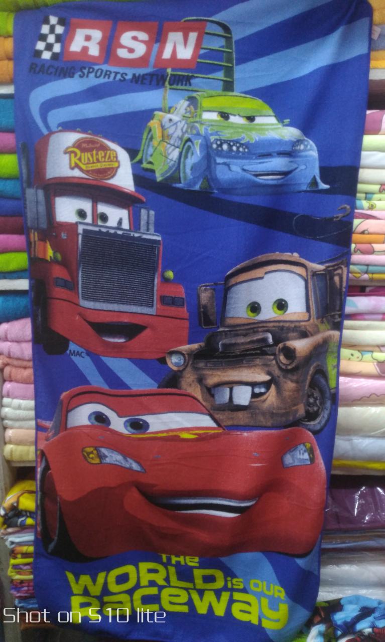 Cartoon themed towels for kids.