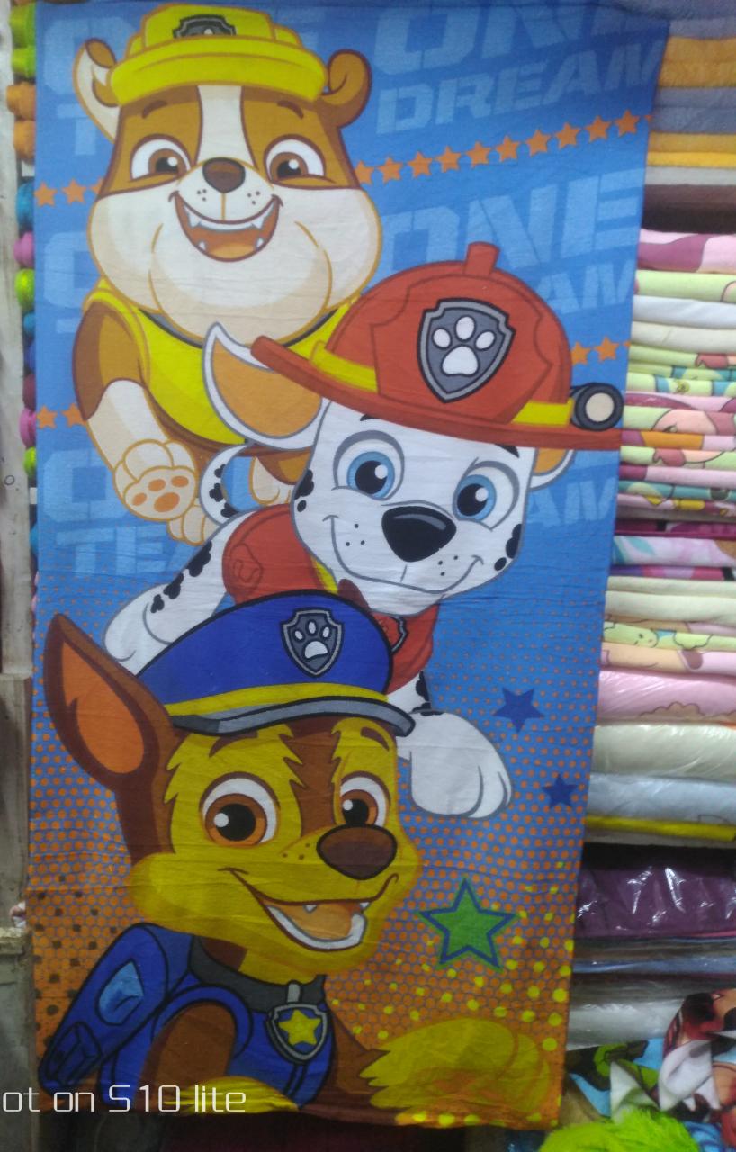 Cartoon themed towels for kids.
