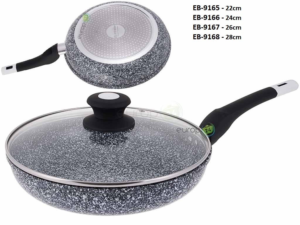 High quality Edenberg granite flying Pan with glass lid