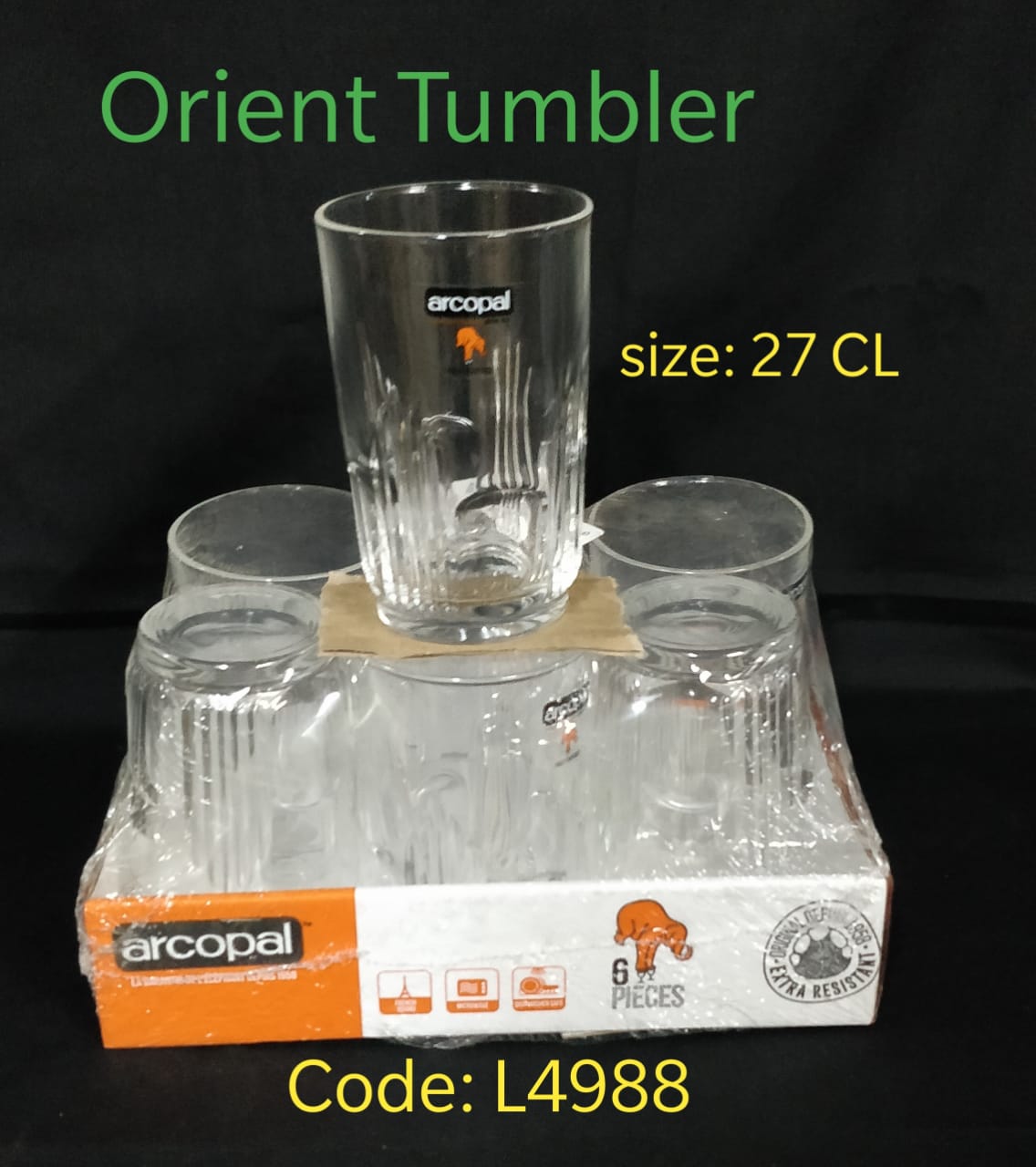 6 pcs Arcopal Orient Tumbler  kitchen Glasses 27cl