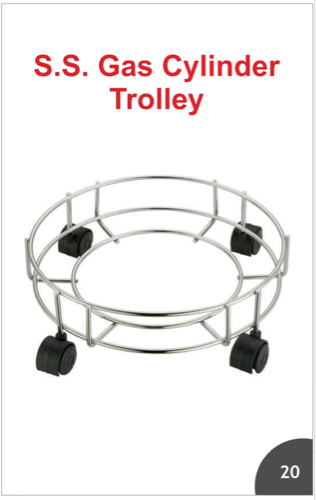 Heavy metallic stainless steel kitchen cylinder trolley