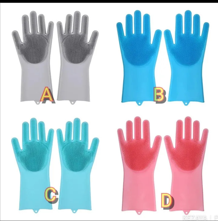 Silicone Dishwashing Gloves Bathroom Kitchen Cleaning Gloves