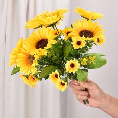 Artificial Flowers Hot selling fake flower simulation Simulation Sunflower sunflower Artificial Flower Silk Flower Photography Props Home Decor  Artificial Flowers Simulated artifi yellow one size