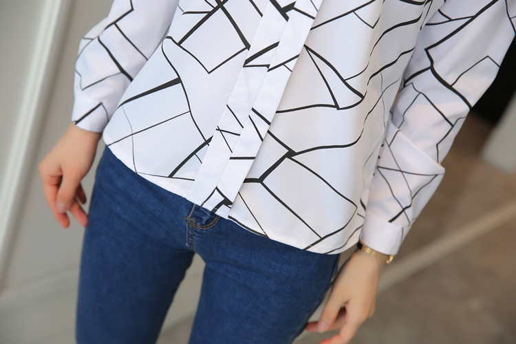 JFUNCY Plus Size Women White Tops and Blouses Fashion Stripe Print Casual Long Sleeve  Tops
