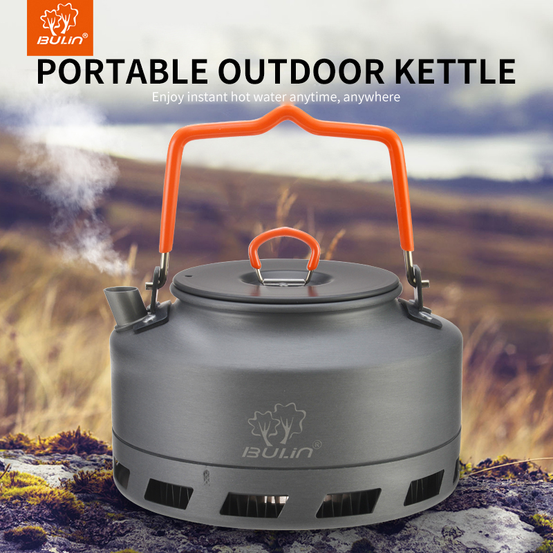 1.6L  Outdoor Camping Hiking Portable Kettle Collector Heat Ring Coffee Water Kettle Cooking Supplies