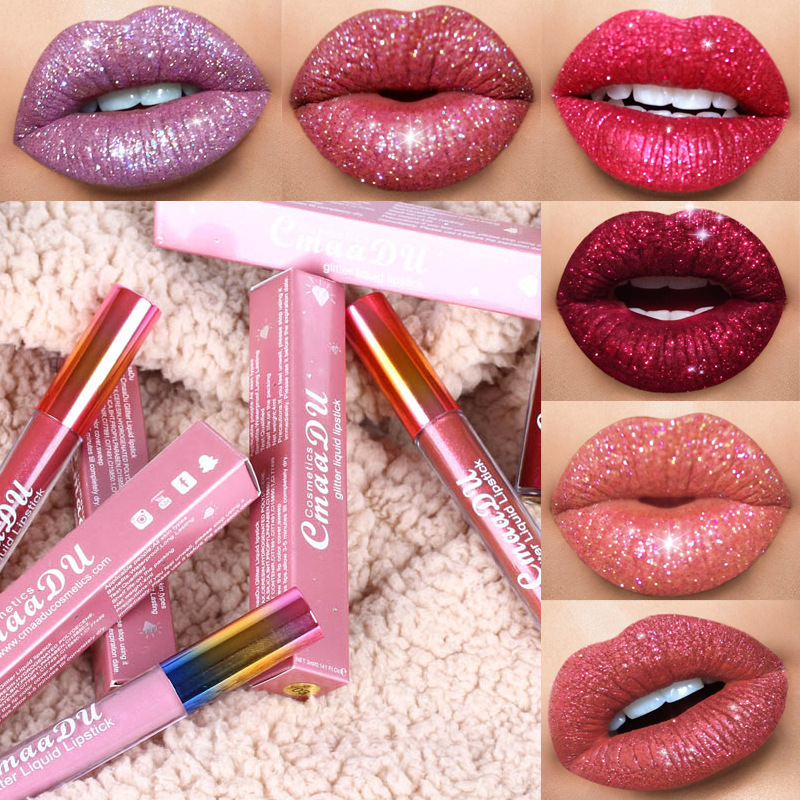Matte To Glitter Liquid Lipstick Chameleon Gold Metal Matte Lip Gloss Long Lasting Makeup